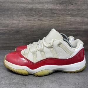 Air Jordan 11 Low Cherry Sneakers Mens Size 8 White Red Shoes 528895-102